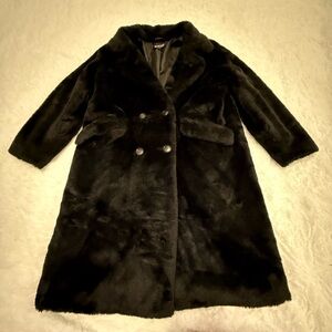 Elegant Black Faux Fur Coat